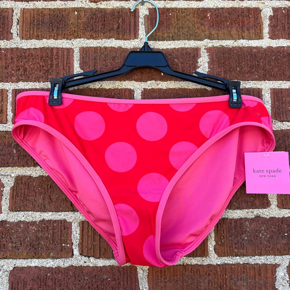 Kate Spade Hot Pink Polka Dot Flame Scarlet Bikini Bottoms Size XL NWT Preppy